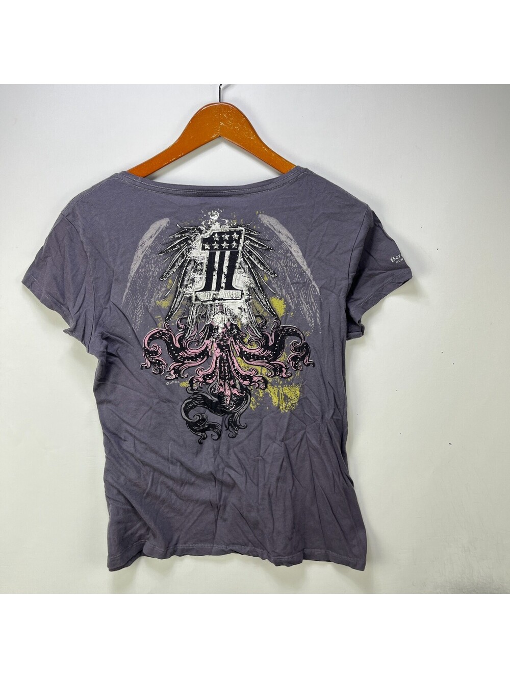 Vintage Harley Davidson Wings Skull Shirt Womens XL
